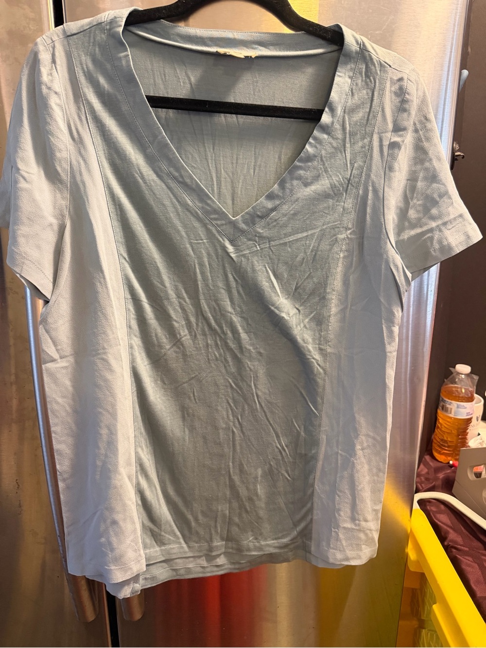Ag Adriano Goldschmied Light Blue V-Neck Short Sleeve Top